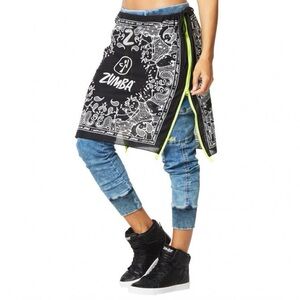 NWT Zumba Bandana Zip Skirt Back To Black *RARE* One Size Unique!